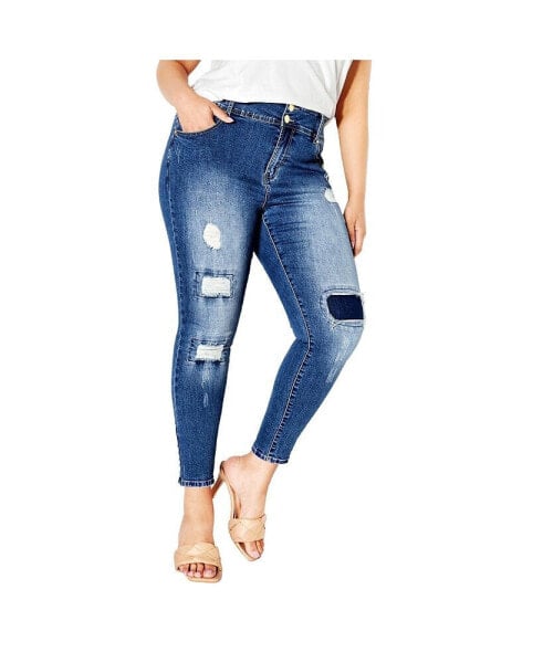 Plus Size Patched Apple Skinny Jean