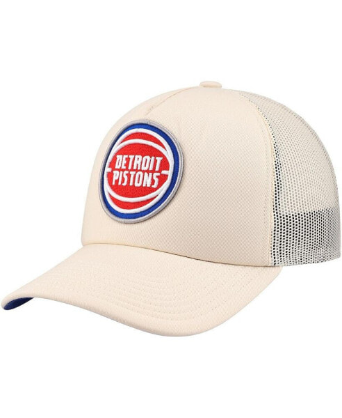 Men's Cream Detroit Pistons Trucker Adjustable Hat