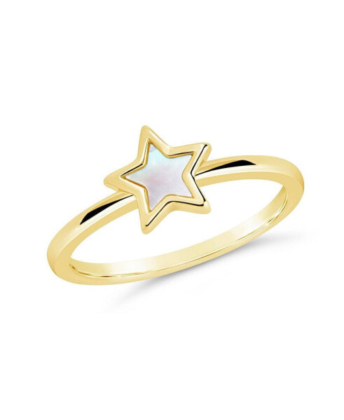 Genuine Mother of Pearl Star Bez Ring