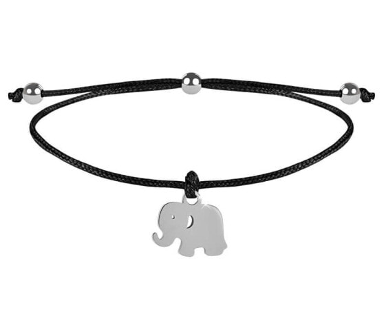 Черный / стальной браслет с кулиской в виде слона