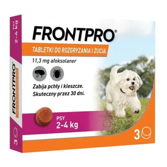 Таблетки от блох и клещей FRONTPRO 612469 15 г 3 х 11,3 мг подходят для собак весом до 2-4 кг