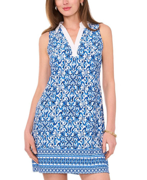 Women's Printed Collared Shift Dress