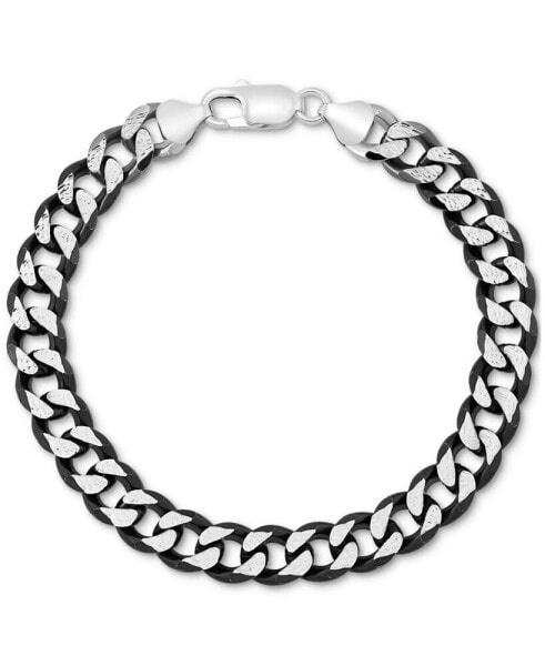 Men's Curb Link Chain Bracelet in Sterling Silver & Black Ruthenium-Plate