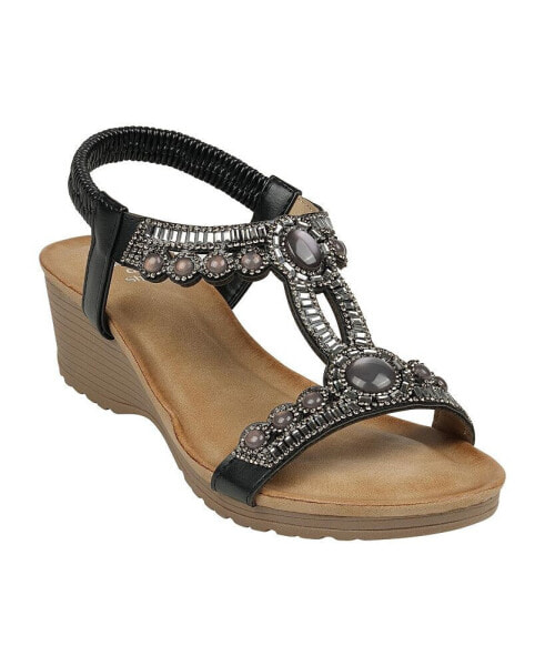 Women's Fiah Jeweled Slingback Wedge Sandals