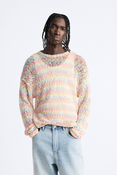 INSIDE OUT-EFFECT TEXTURED SWEATER