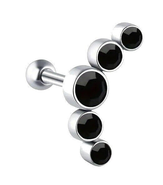 Long steel single earring with black zircons VHLLE00669SBLK