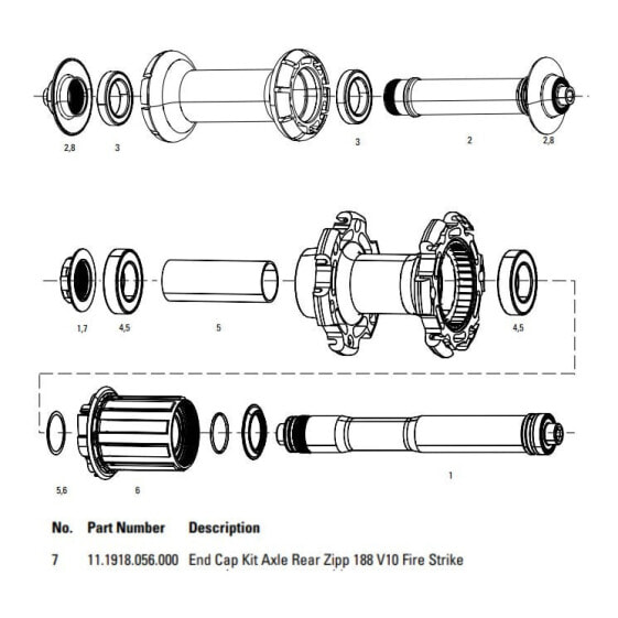 ZIPP Axle Rear 188 V10 Fire Strike End Cap Kit Bushing