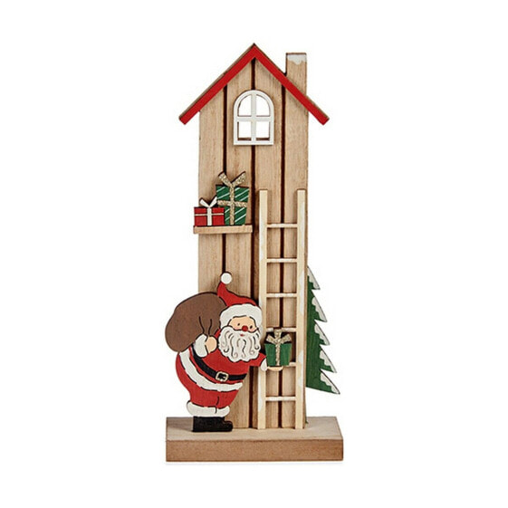 Decorative Figure House Father Christmas Brown Red Green Wood 5 x 24 x 10 cm