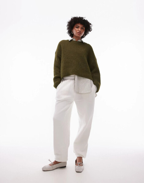 Topshop knitted fluffy relaxed ultimate jumper in light green