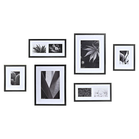 Фото рамка DKD Home Decor 33 x 2 x 45 cm Стеклянный Чёрный Белый/Черный Деревянный MDF (6 Предметы)