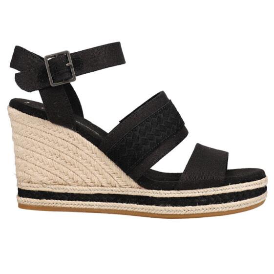 TOMS Madelyn Espadrille Wedge Womens Black Casual Sandals 10019712T