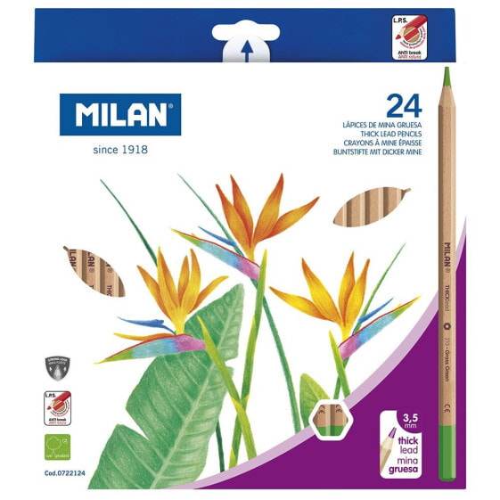MILAN Box 24 Hexagonal Colour Pencils With Thick Lead Ø 3.5 mm