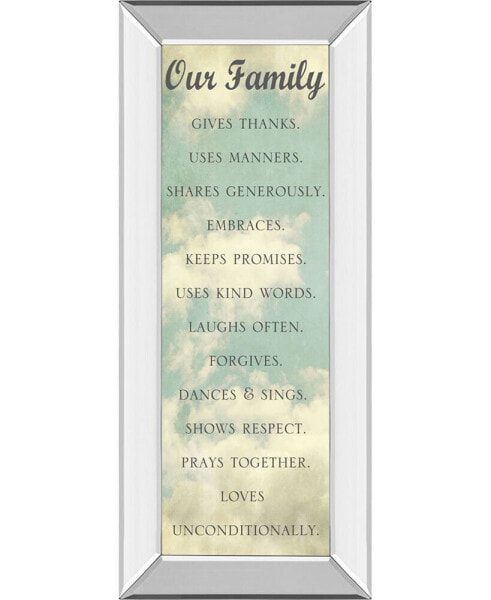 Our Family by Sarah Gardner Mirror Framed Print Wall Art - 18" x 42"
