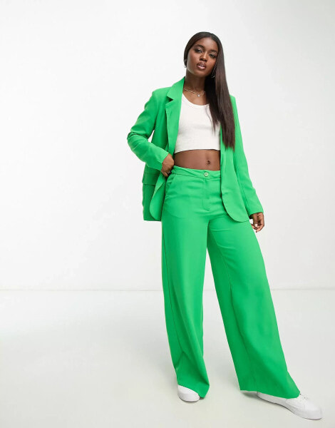 JDY high waisted wide leg trouser co-ord in bright green