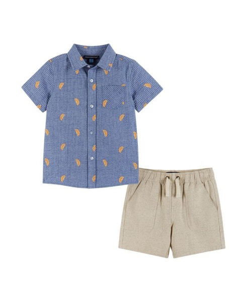 Toddler Boys Toddler/Child Orange Slice Seersucker Buttondown and Shorts Set