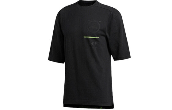 adidas 运动型格圆领短袖T恤 男款 黑色 / Футболка Adidas T FT2792