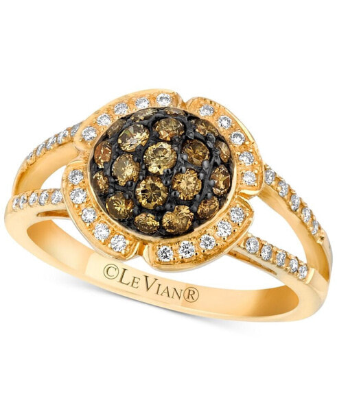 Chocolatier® Diamond Halo Cluster Ring (3/4 ct. t.w.) in 14k Gold