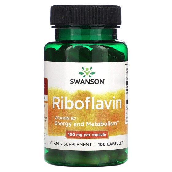 Витамин B2 Riboflavin, 100 мг, 100 капсул Swanson