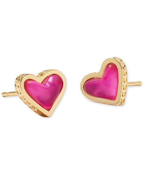 Gold-Tone Framed Ari Heart Stud Earrings