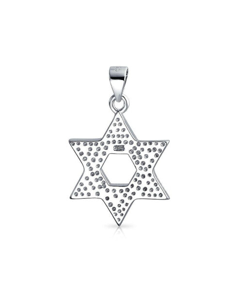 Hanukkah Magen Judaic White Created Opal Inlay Star Of David Pendant Necklace For Bat Mitzvah For Women For .925 Sterling Silver