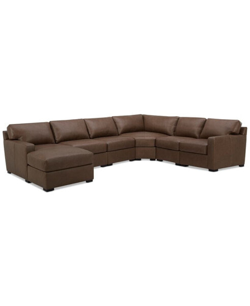 Radley 141" 6-Pc. Leather Wedge Modular Chaise Sectional, Created for Macy's