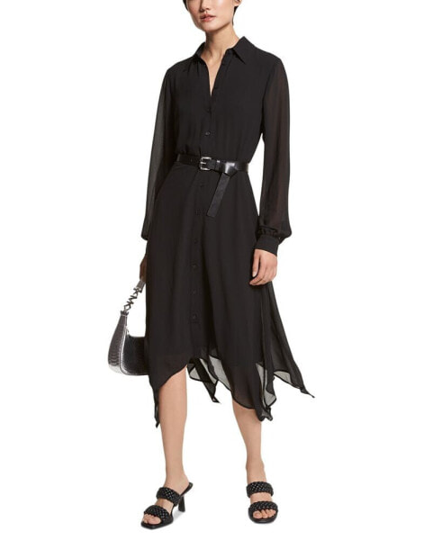 Women's Handkerchief Hem Midi Shirtdress