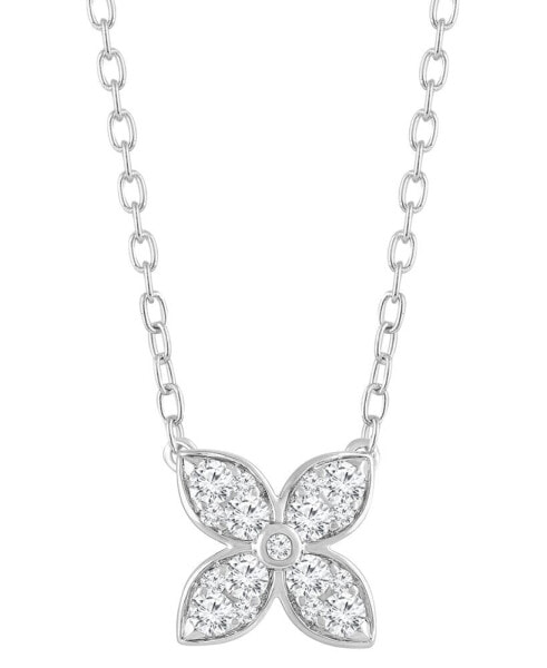 Forever Grown Diamonds lab-Created Diamond Flower 18" Pendant Necklace (3/8 ct. t.w.) in Sterling Silver