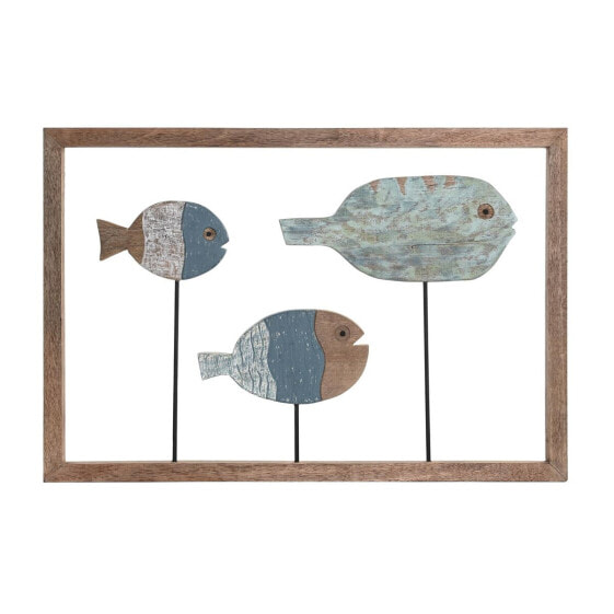 Декор настенный DKD Home Decor Рыбы Средиземноморье Натуральный 72 x 3 x 49 см Древесина Манго Разноцветный