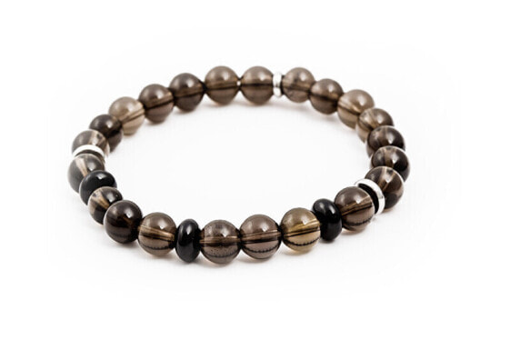 Bead bracelet made of smoky and onyx rondel MINK94