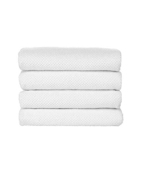 Cotton Textured Weave Hand Towels - Set of 4