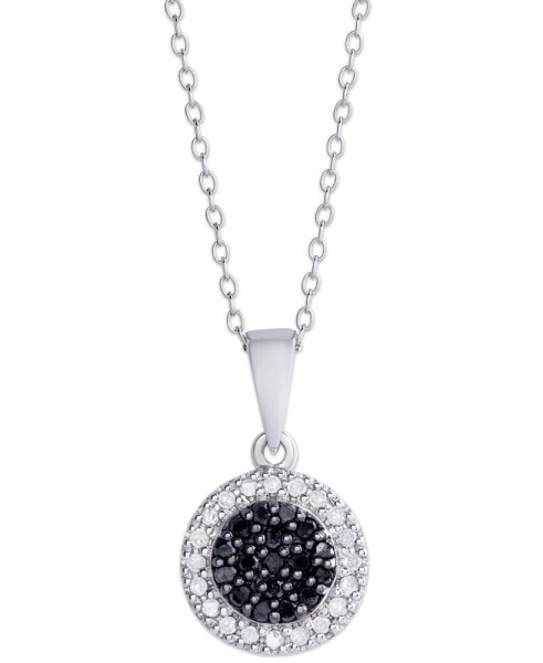 Macy's black and White Diamond 1/4 ct. t.w. Round Pendant Necklace in Sterling Silver