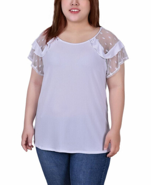 Plus Size Short Dot Sleeve Top