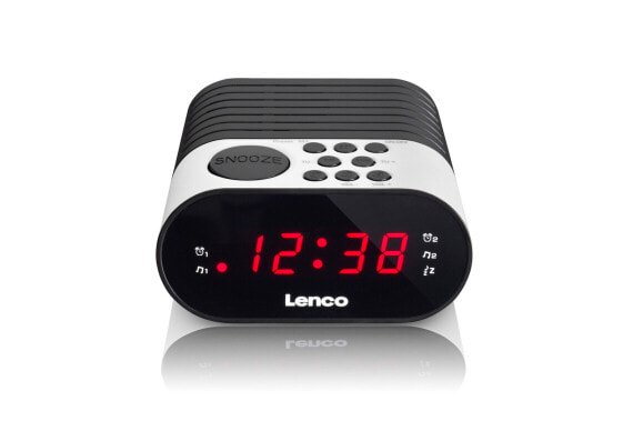 Lenco CR-07, Clock, FM, PLL, LED, Black, White, 3 V, AC/Battery