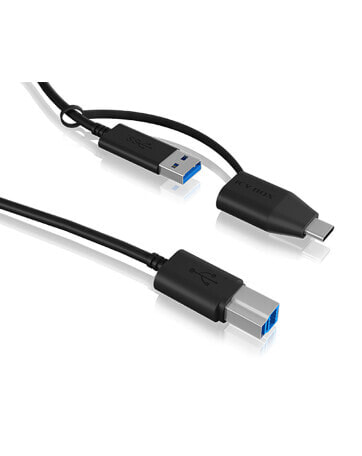 ICY BOX IB-CB032 - 1 m - USB B - USB A - USB 3.2 Gen 1 (3.1 Gen 1) - 5000 Mbit/s - Black