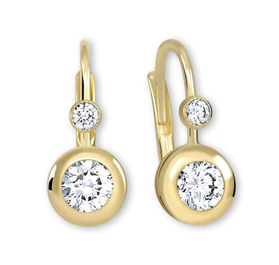 Yellow gold earrings with cubic zirconia 239 001 00062