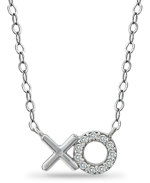 Cubic Zirconia XO Pendant Necklace in Sterling Silver, 16" + 2" extender, Created for Macy's
