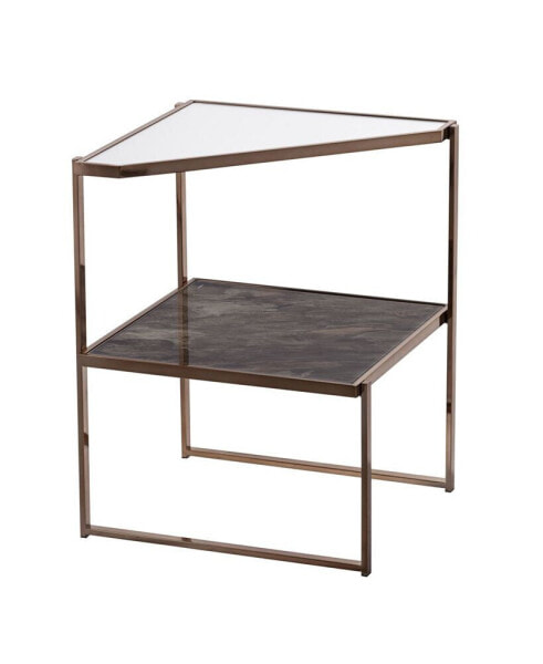 Hayle Mirrored Side Table with Faux Stone Glass