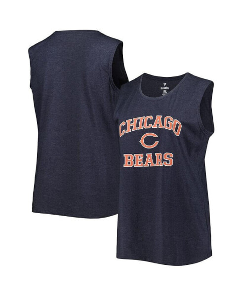 Women's Heather Navy Chicago Bears Plus Size Tank Top