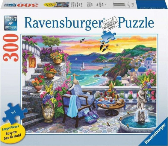 Ravensburger Puzzle 2D Duży Format Zachód słońca nad Santorini 300 elementów