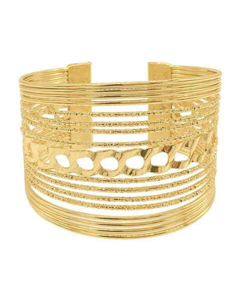 14K Gold Plated Multi Strand Cuff Bracelet