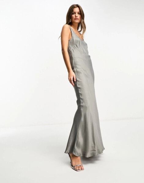 Nobody's Child Petite satin maxi slip dress in silver