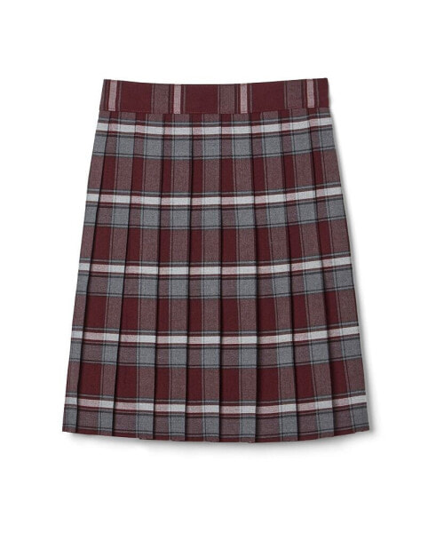 Big Girls Adjustable Waist Mid-Length Plaid Pleated Skirt