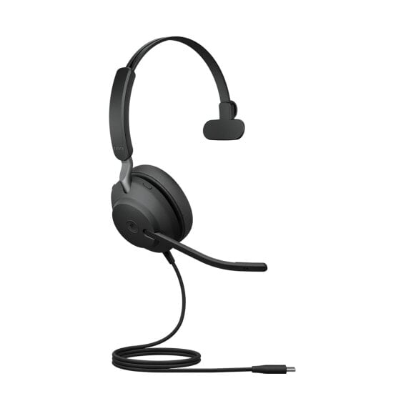 Jabra Evolve2 40 - MS Mono - Headset - Head-band - Office/Call center - Black - Monaural - Play/Pause - Track < - Track > - Volume + - Volume -