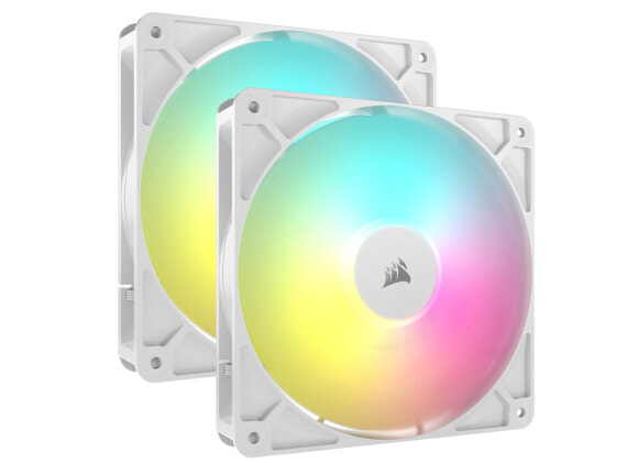 CORSAIR RS140 ARGB PWM 140mm Fans Dual Pack - White - Simplified Control - Daisy