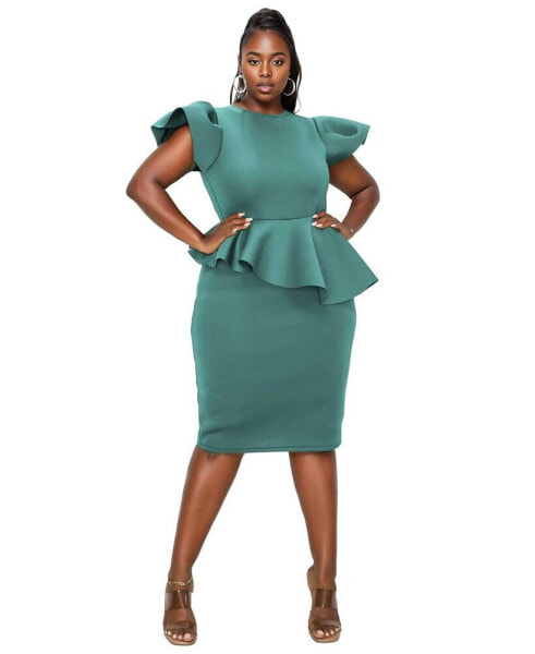 Plus Size Calista Neoprene Peplum Dress