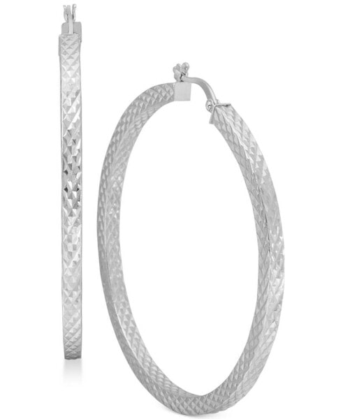 Textured Hoop Earrings in Sterling Silver