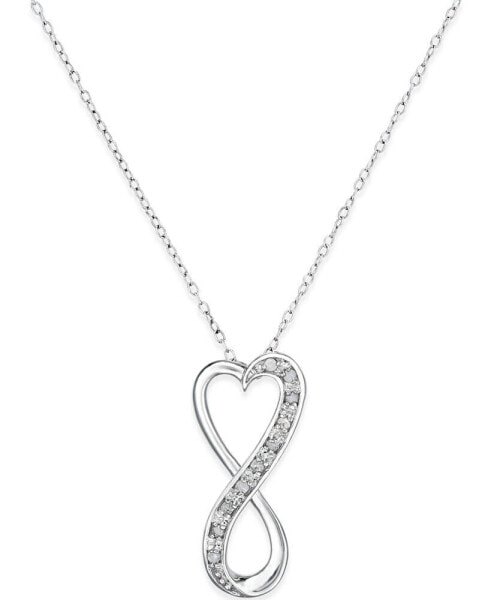 Diamond Infinity Heart 18" Pendant Necklace in Sterling Silver (1/10 ct. t.w.)