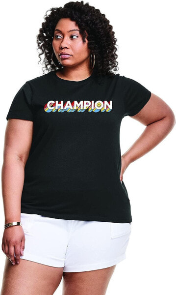Champion 289334 Women's Size Plus Classic Tee, Black-586953, Size 2X