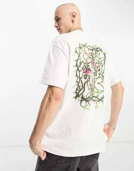 Weekday oversized t-shirt with cosmic energy graphic in white