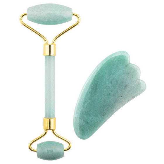 Massage roller and plate Guasha jadeite (Green Aventurine Jade Roller & Gua Sha Set)